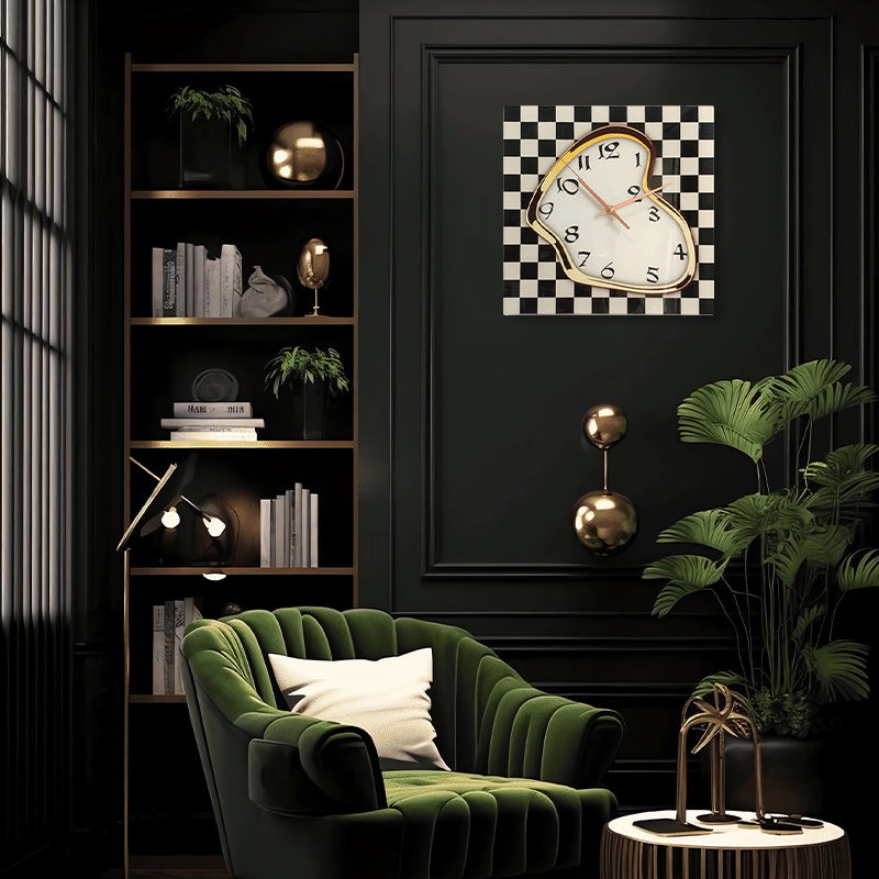 Design Series Flowing Space Tempered Glass Square Wall Clock (Golden)