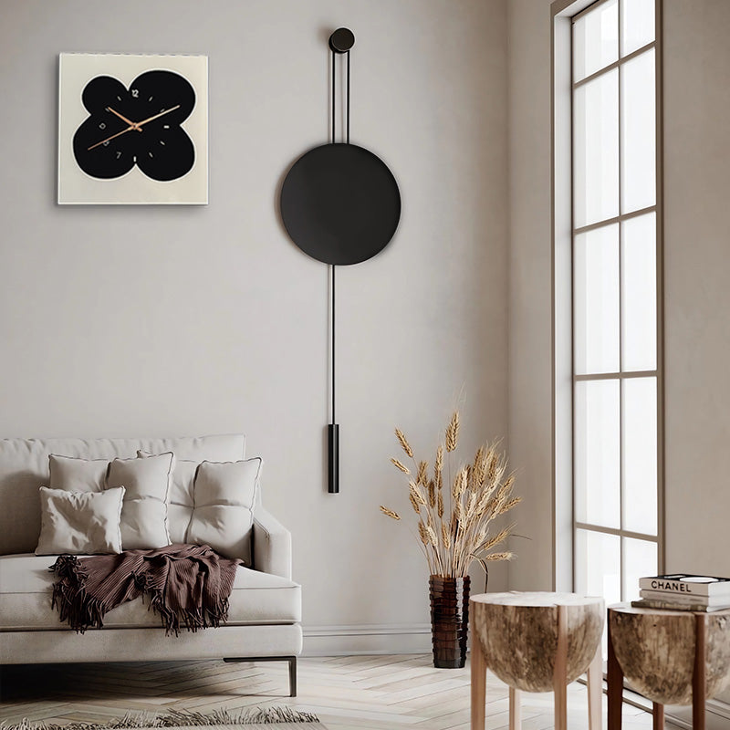 Design Series Lovely Flower Tempered Glass Square Wall Clock (Black)