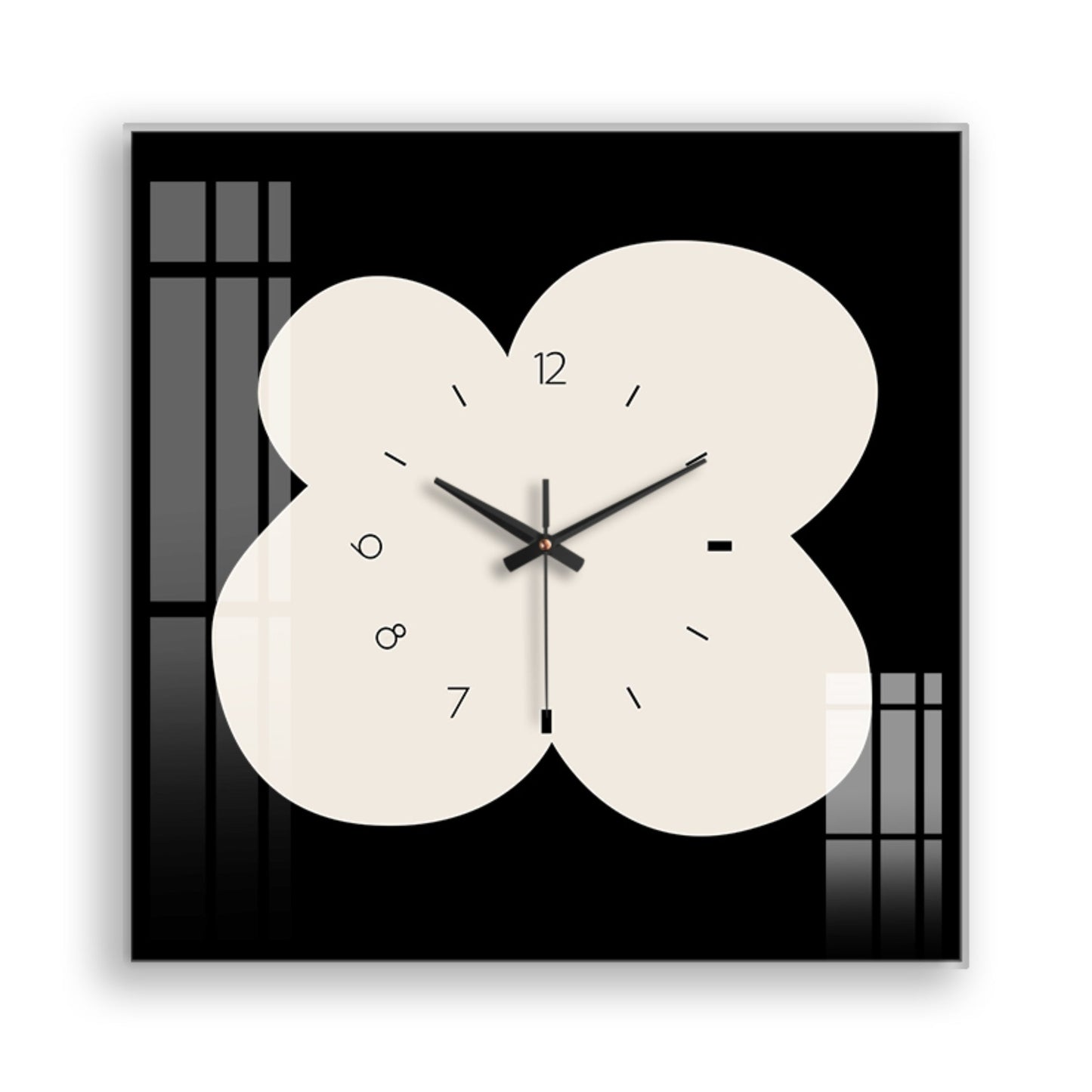 Design Series Lovely Flower Tempered Glass Square Wall Clock (White)