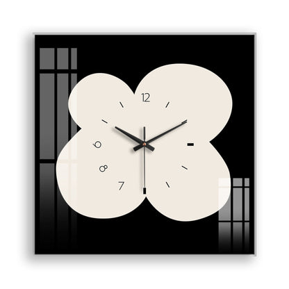 Design Series Lovely Flower Tempered Glass Square Wall Clock (White)