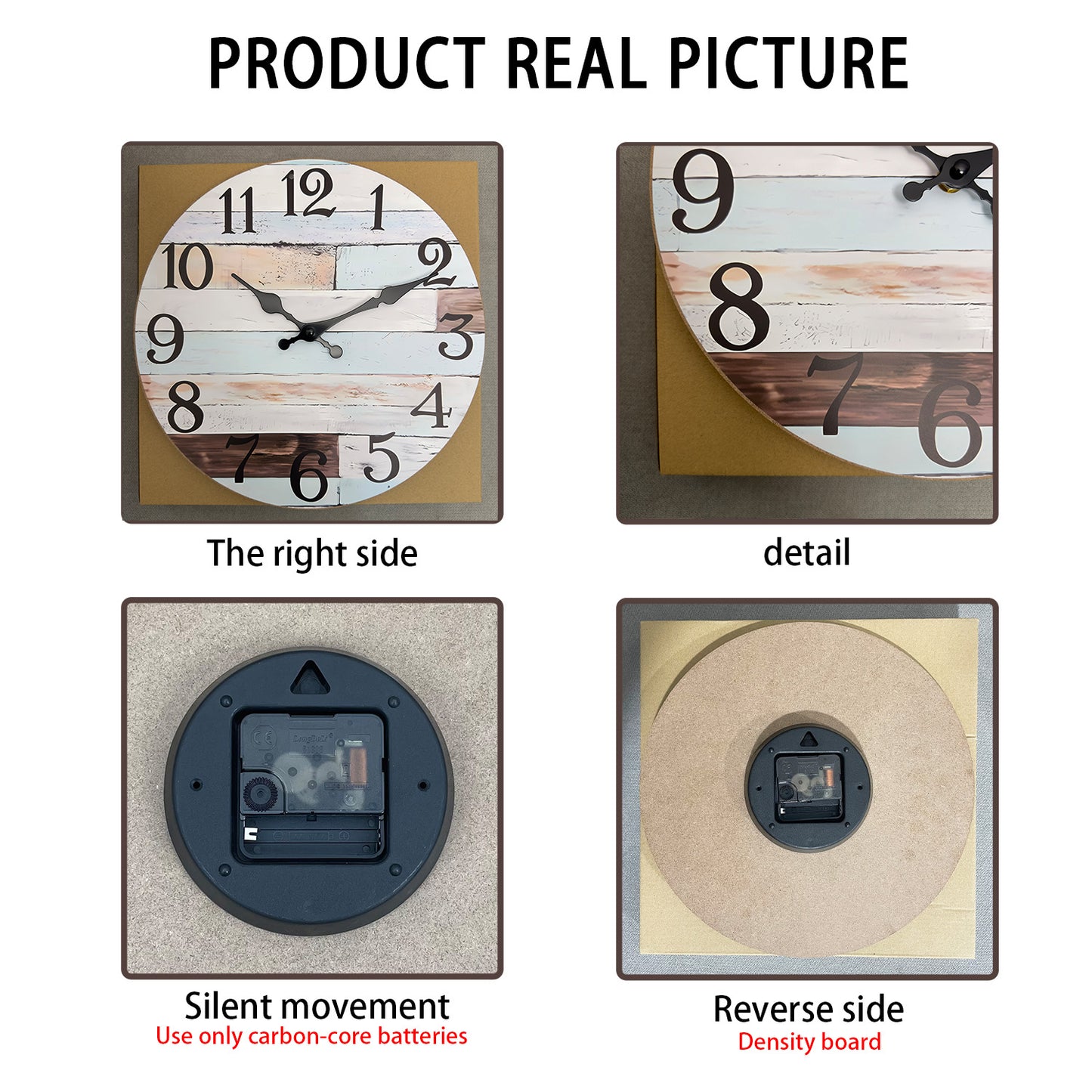 Constantplanet Blue Clash Livingroom Battery Operated Wall Clocks Silent Clock Non Ticking