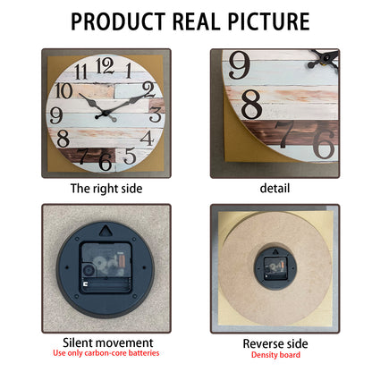 Constantplanet Blue Clash Livingroom Battery Operated Wall Clocks Silent Clock Non Ticking