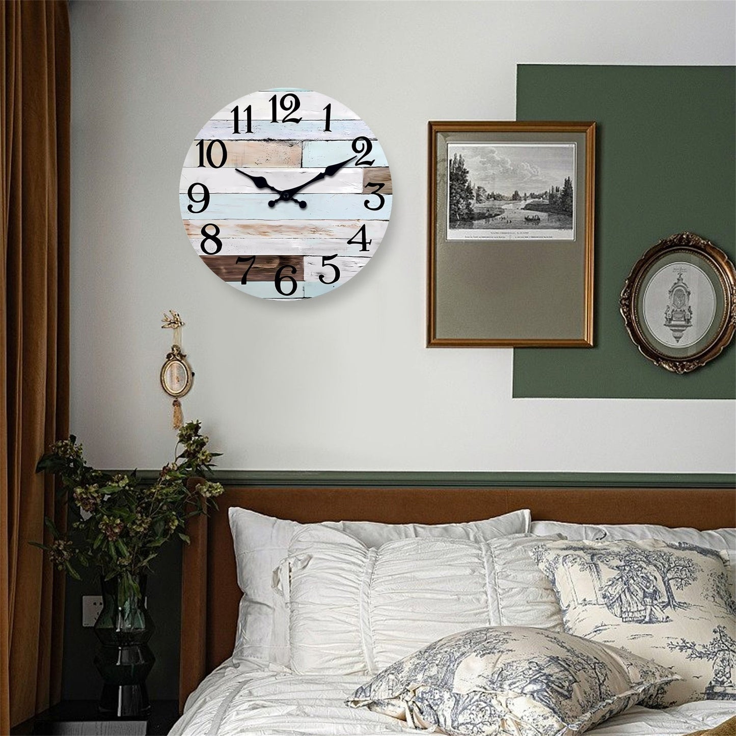 Constantplanet Blue Clash Livingroom Battery Operated Wall Clocks Silent Clock Non Ticking