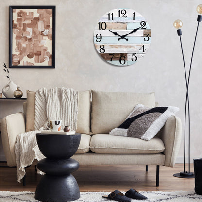 Constantplanet Blue Clash Livingroom Battery Operated Wall Clocks Silent Clock Non Ticking