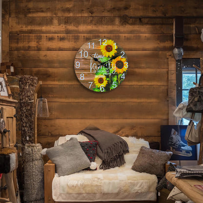 Floral Series Sunflowers MDF Plywood Wall Clock