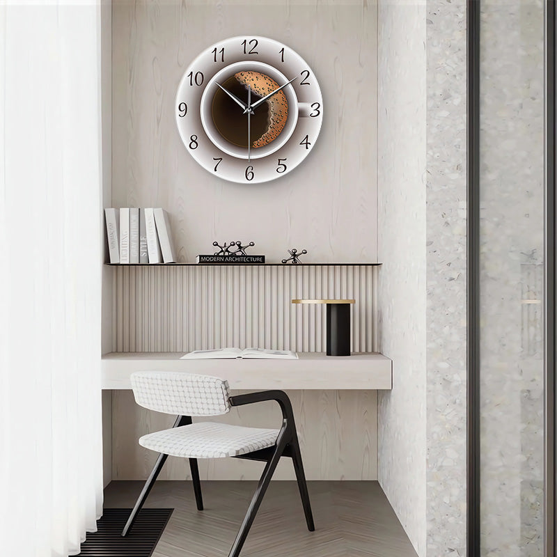 Minimalist Series Black Coffee Tempered Glass Wall Clock