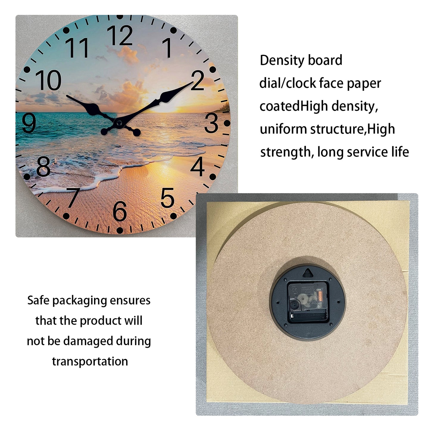 Sea Beach Blue Sky with Sunnest Non-Ticking Silent wall clock Non-Ticking Silent-home Decoration coastal clock