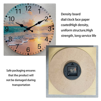 Sea Beach Blue Sky with Sunnest Non-Ticking Silent wall clock Non-Ticking Silent-home Decoration coastal clock