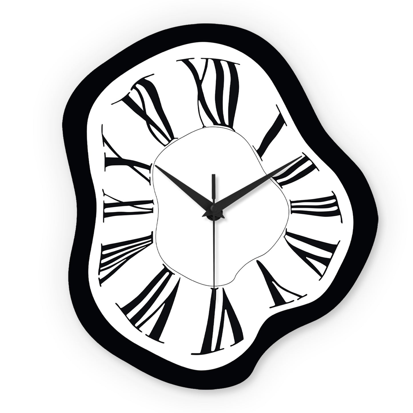 16 Inch Distorted Wooden Wall Clock Silent Modern Roman Numerals Minimalist Decor for Living Room, Bedroom, Office