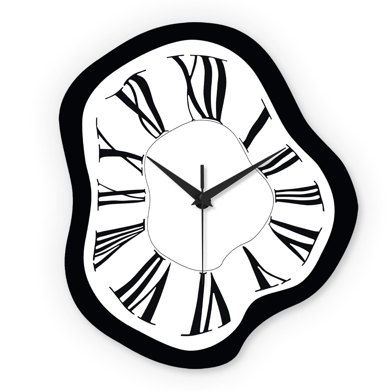 16 Inch Distorted Wooden Wall Clock Silent Modern Roman Numerals Minimalist Decor for Living Room, Bedroom, Office