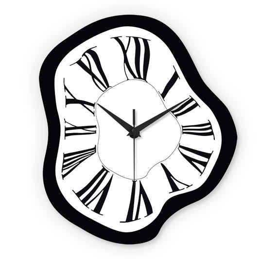 16 Inch Distorted Wooden Wall Clock Silent Modern Roman Numerals Minimalist Decor for Living Room, Bedroom, Office