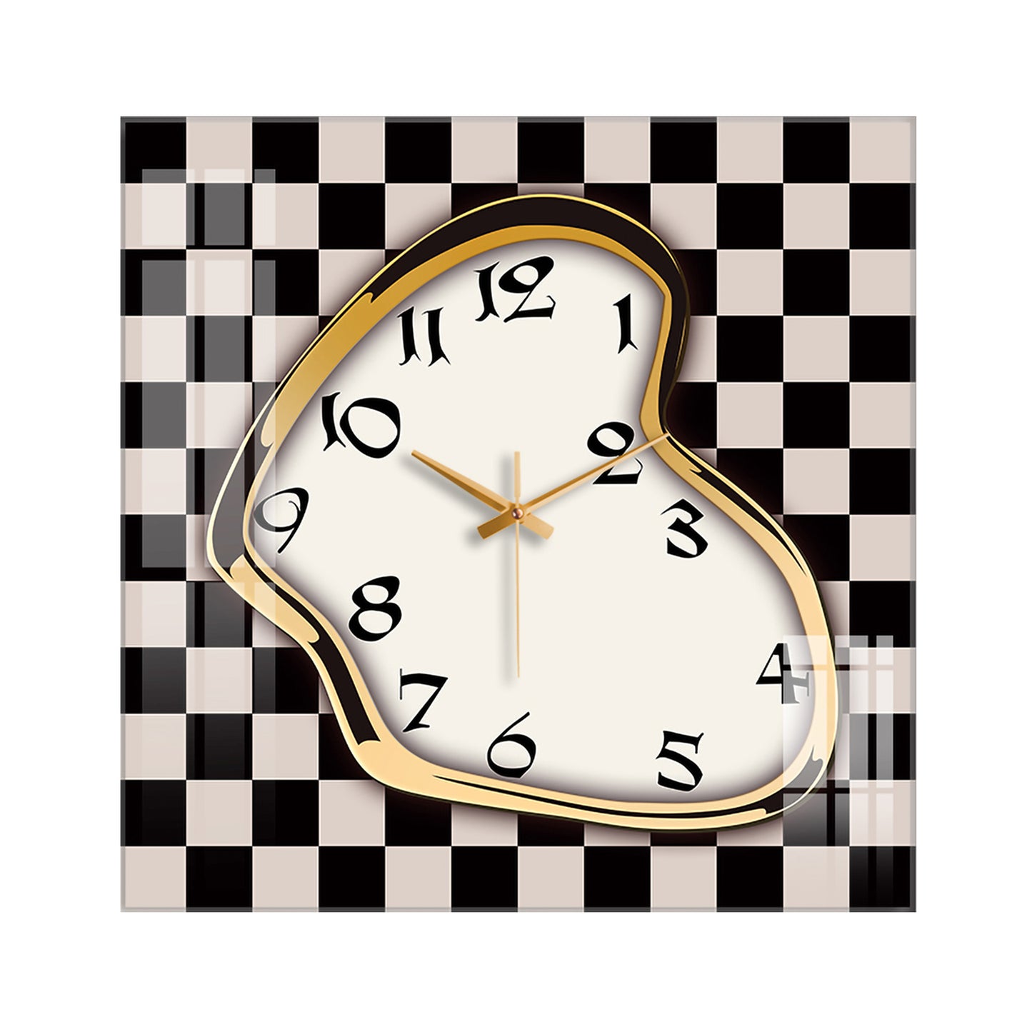 Design Series Flowing Space Tempered Glass Square Wall Clock (Golden)