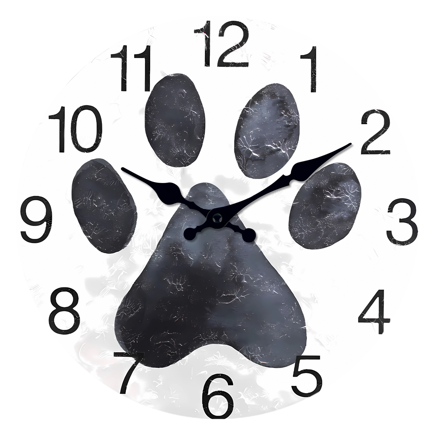 Black and white cat and dog paw print wall clock