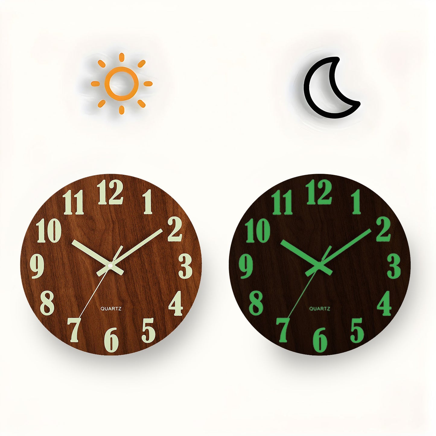 Constantplanet Orologio luminoso al buio da 10 pollici, moderno, silenzioso, senza ticchettio, a batteria, analogico, piccolo, classico, per ufficio, casa, bagno, cucina, camera da letto, scuola, soggiorno 