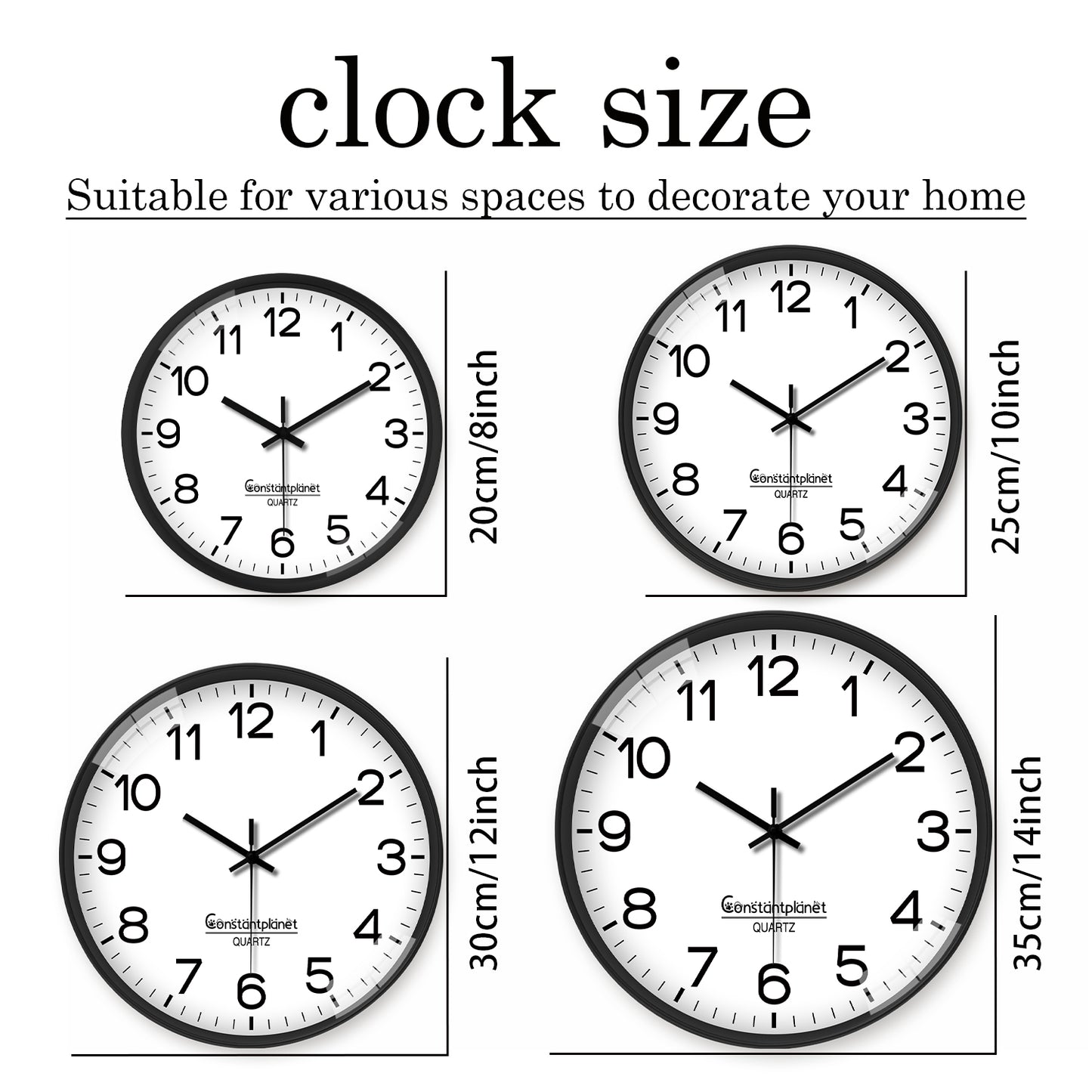 Modern Wall Clock Silent Non-Ticking Battery Operated - Analog Small Classic for Office, Bathroom, Kitchen, Bedroom, School, Living Room