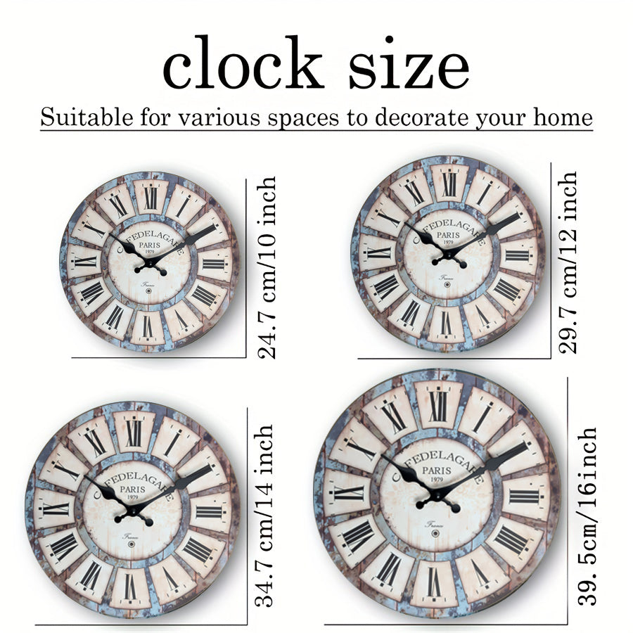 Vintage Series Traces Of Time MDF Plywood Wall Clock Silent Non-Ticking Battery Operated