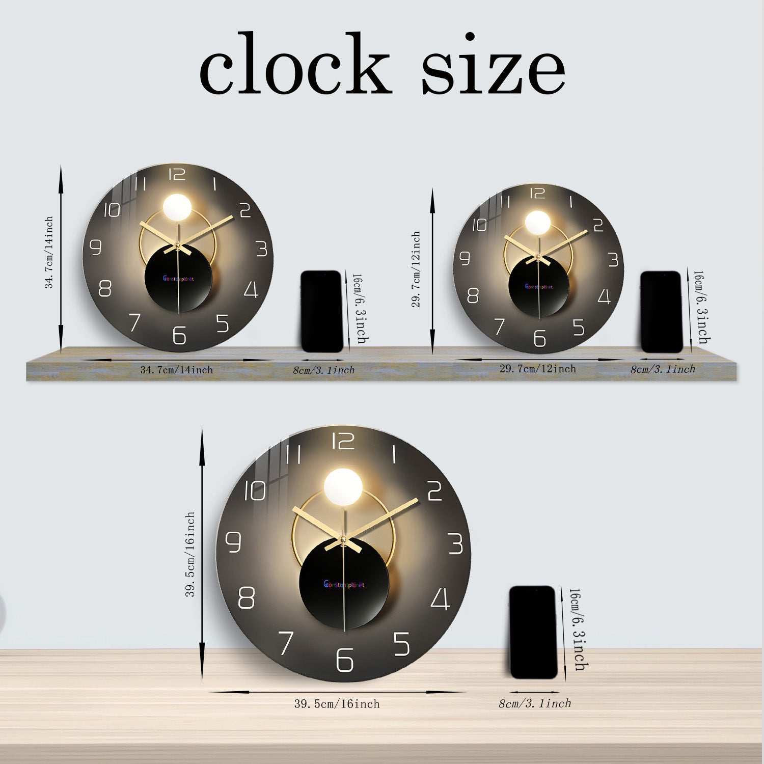 Light luxury simple modern light and shadow wall clock - Constantplanet Wall Clock