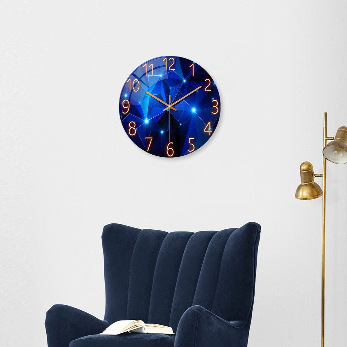 Stylish Modern Minimalist Style Blue Geometric Glass Wall Clock - Constantplanet Wall Clock