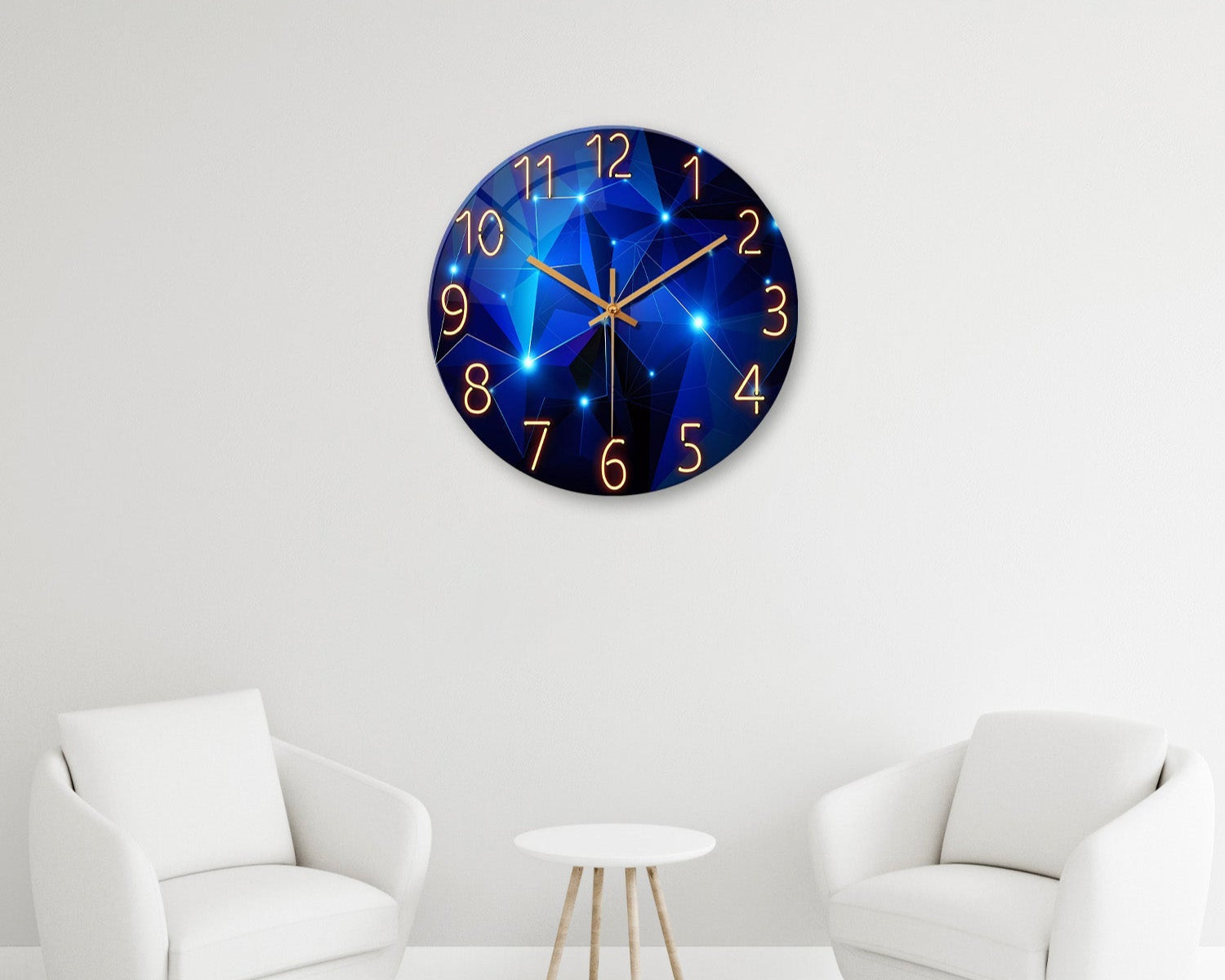 Stylish Modern Minimalist Style Blue Geometric Glass Wall Clock - Constantplanet Wall Clock