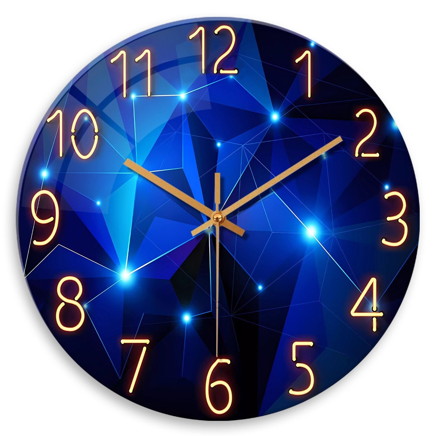 Stylish Modern Minimalist Style Blue Geometric Glass Wall Clock - Constantplanet Wall Clock
