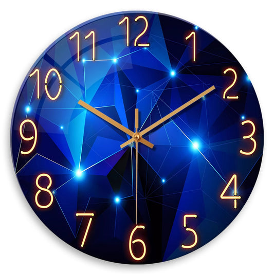 Stylish Modern Minimalist Style Blue Geometric Glass Wall Clock - Constantplanet Wall Clock